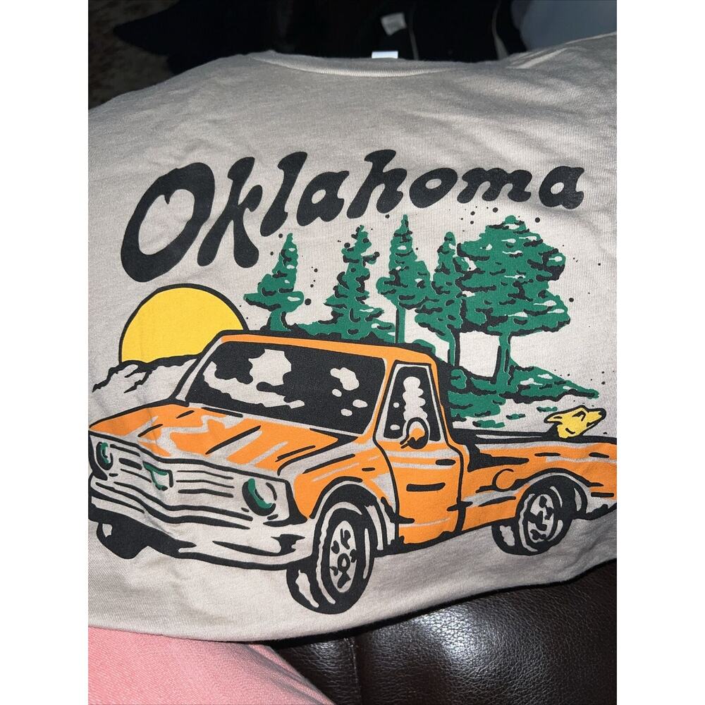 Oklahoma Shirt of the Month Orange Pick Up Green Trees Oklahoma Size XL Mens New